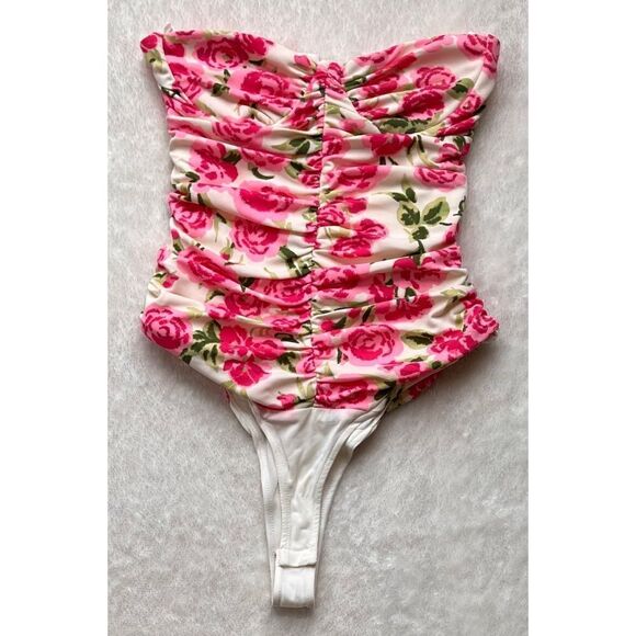 NWT Zara Blogger’s Favorite Floral Draped Sweetheart Neckline Strapless Bodysuit - Picture 12 of 16